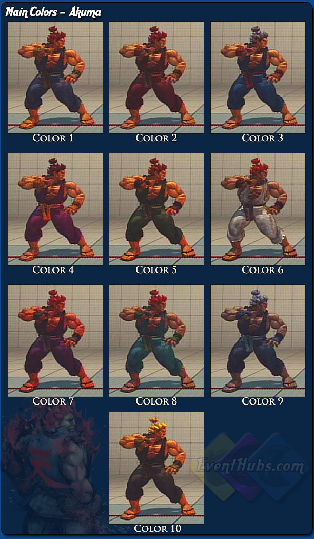 Akuma's (Gouki) main costume colors for Street Fighter 4