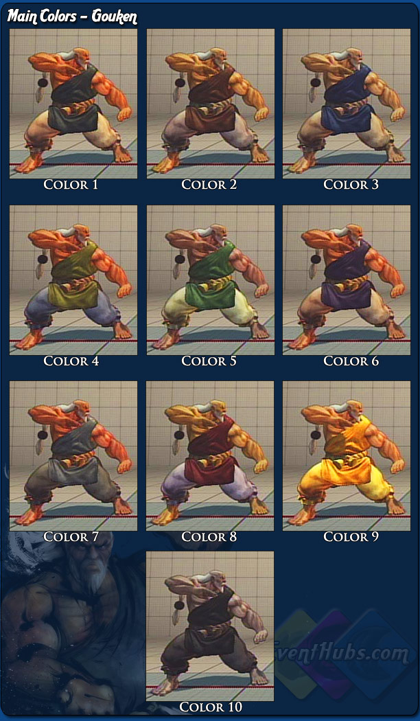 Gouken's main costume colors for Street Fighter 4