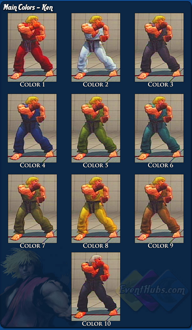 Ken's main costume colors for Street Fighter 4