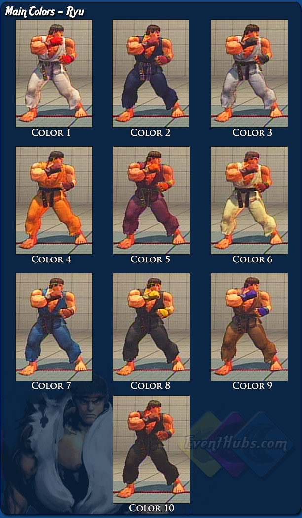 Ryu's main costume colors for Street Fighter 4