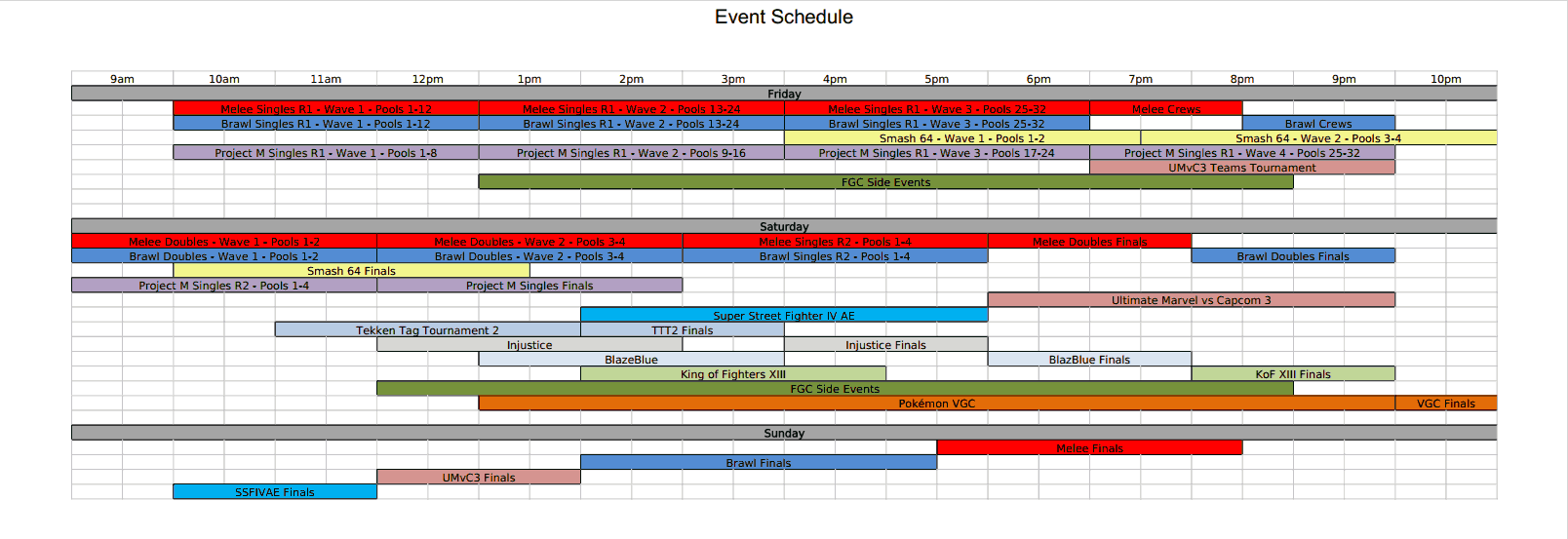 Apex 2014 Event Schedule Apex 2014 Event Schedule