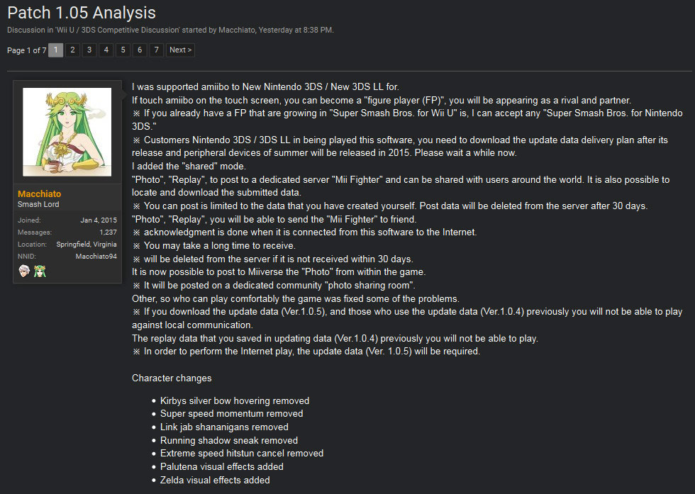 Super Smash Bros. for Nintendo 3DS Ver. 1.05 patch notes from Smash