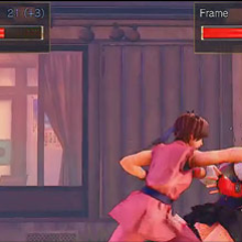 Footage of Street Fighter 5 Arcade Edition's frame data training settings
