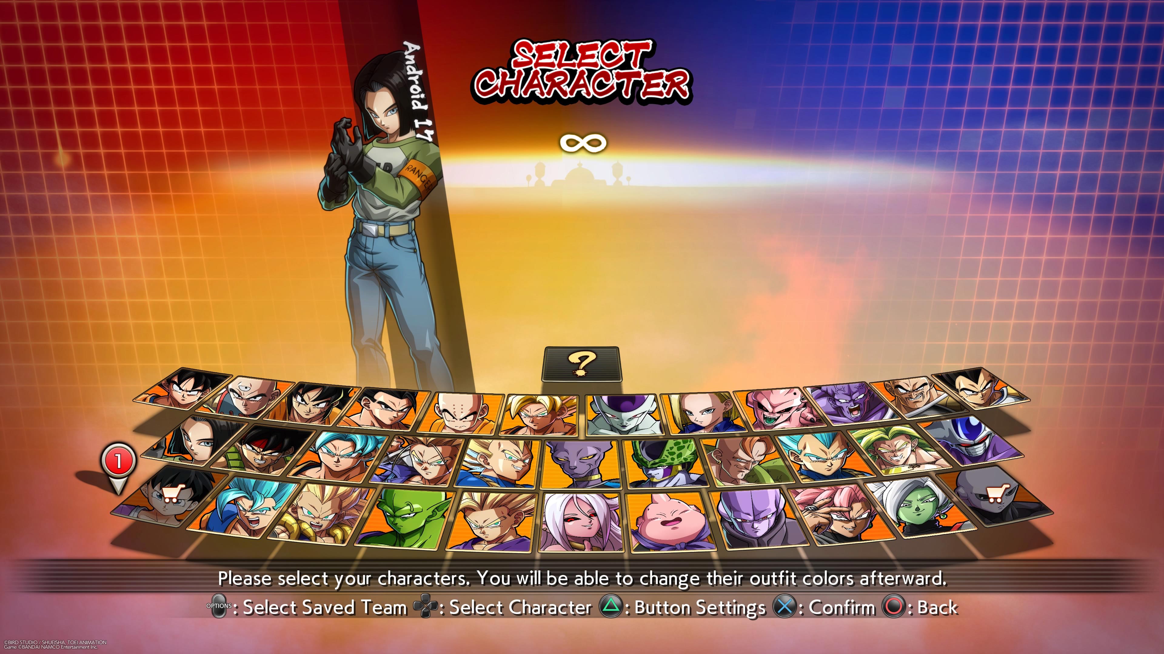 Dragon Ball FighterZ Season 2 select screen and new colors 1 out of 3
