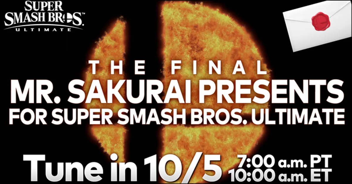 Final Super Smash Bros. Ultimate DLC character to be revealed October 5 by Masahiro Sakurai - Vimarsana News