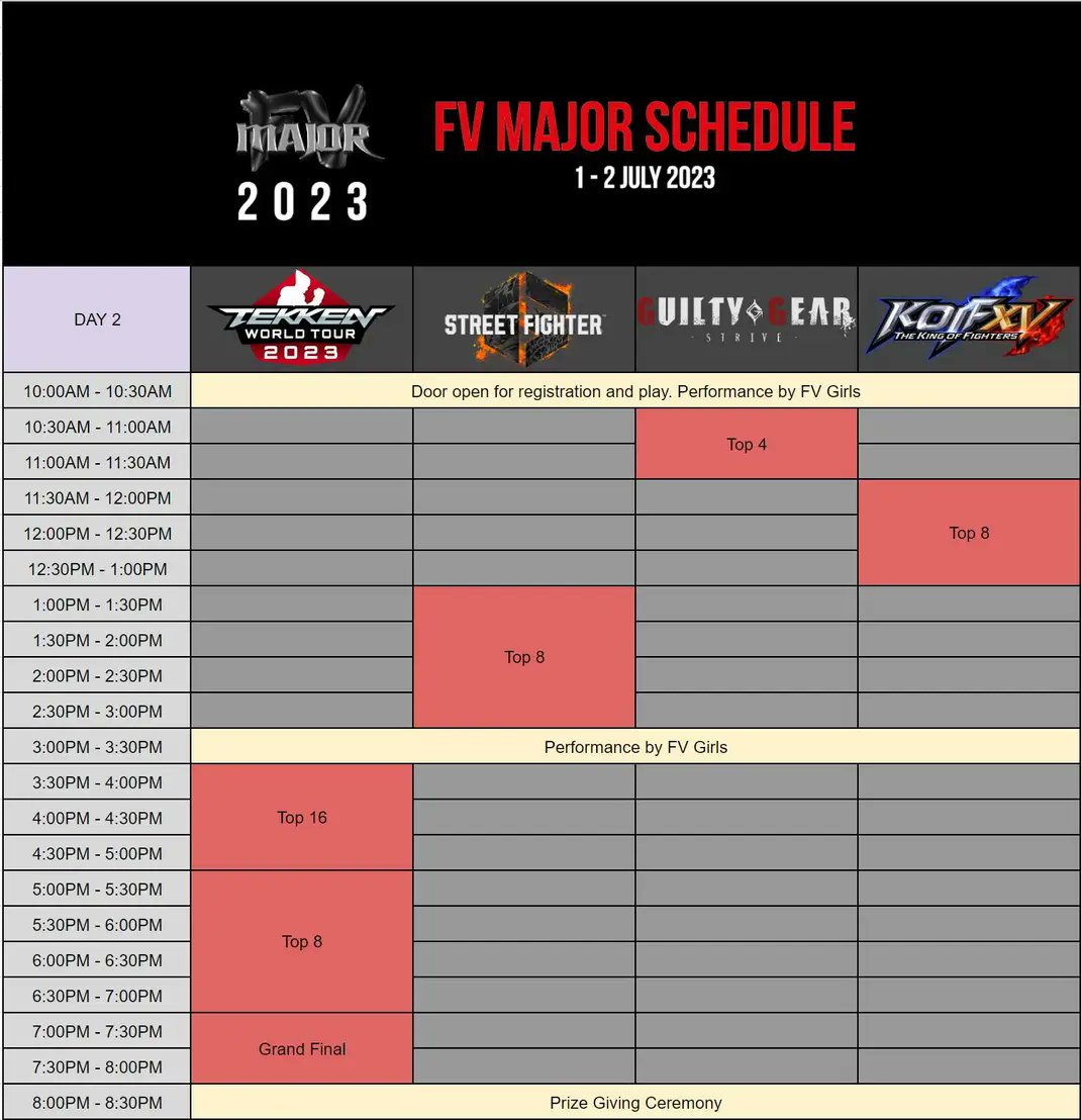 FV Major 2023 Event Schedule 2 out of 2 image gallery