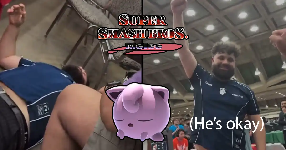 Super Smash Bros. Melee professional competitor Hungrybox faints during tournament by popping off too hard after major victory